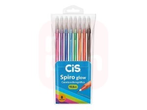 Caneta Esferográfica Spiro Glow 0.7mm KIT com 08 Cores - Cis