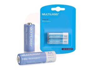 Pilhas Recarregáveis AA Multilaser 2500Mah Com 2 Unidades - CB053