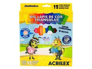 Lápis de Cor 12 Cores Jumbo - Acrilex